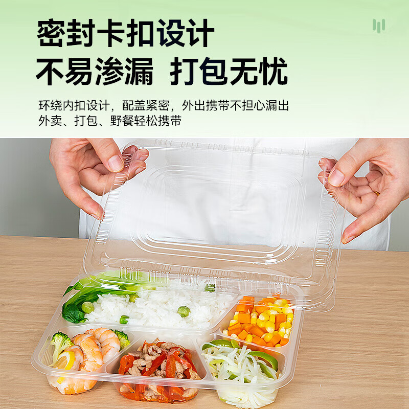 小微品尚 一次性五格餐盒 吸塑透明 200套/件(件)高清大图