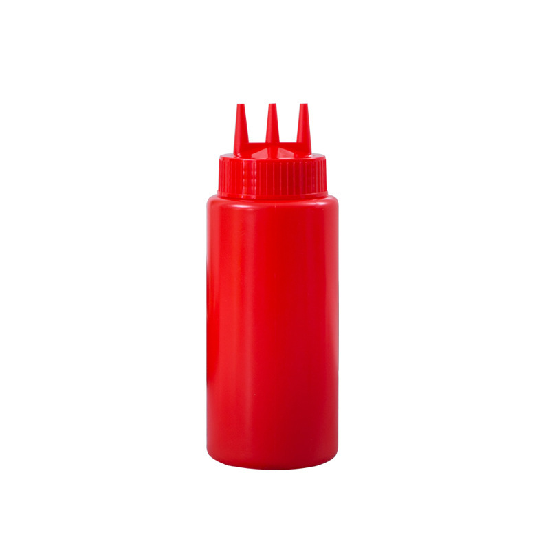 优橙 PE三孔挤酱瓶酱汁调味壶沙拉瓶三嘴挤压瓶