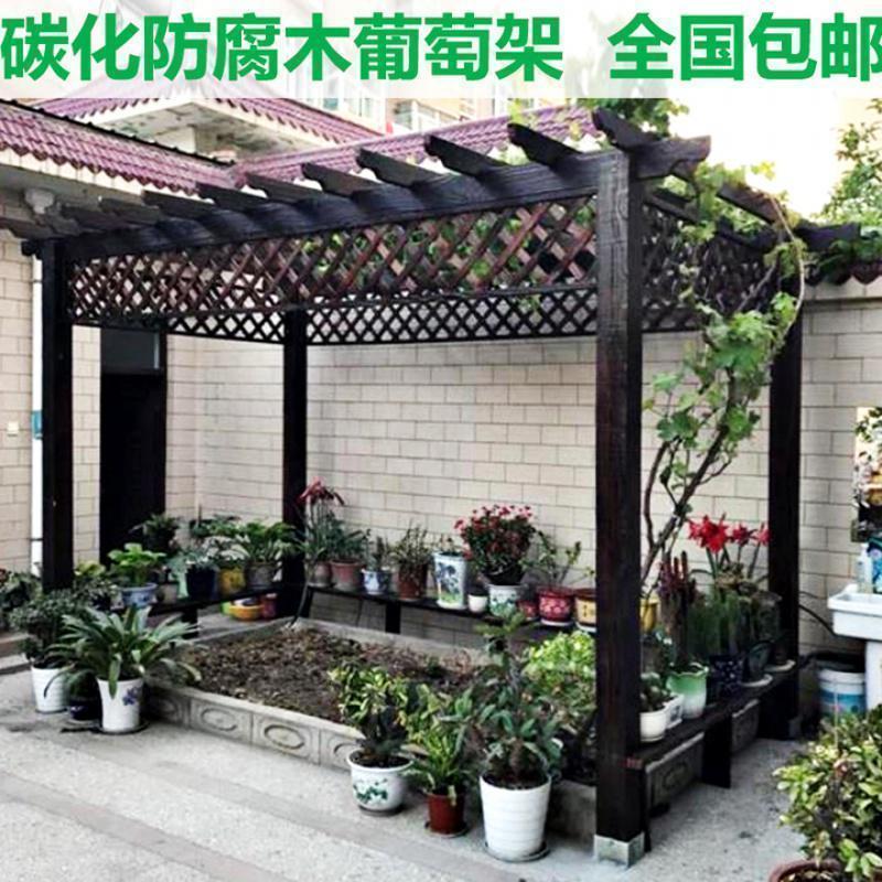 森美人定制庭院阳台碳化防腐花架户外木屋休闲爬藤架葡萄架公园凉亭 长3米宽1.3米高2.12米带条凳