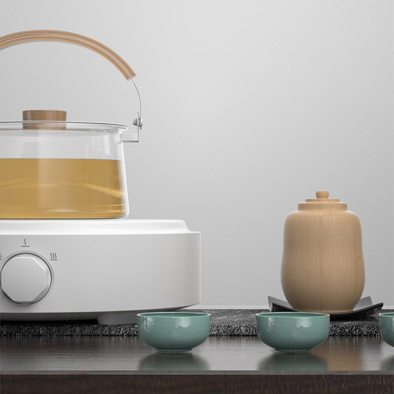 茶炉电陶炉煮茶器煮茶炉烧水壶家用泡茶壶玻璃迷你小型静音|新款白色电陶炉+铜把手提梁壶