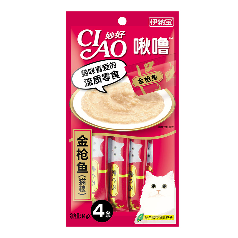 伊纳宝ciao猫零食 猫咪零食妙鲜湿粮包 幼猫零食妙好啾噜猫条16条