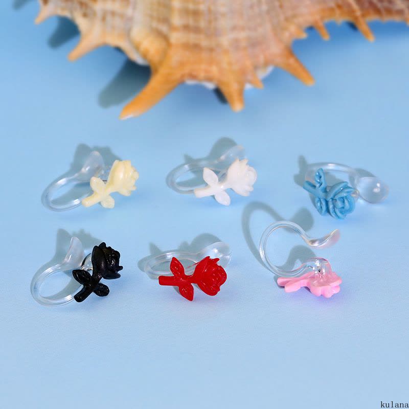 kulana适合夏天的耳夹树脂防过敏花朵耳钉养耳洞百搭耳饰女图片