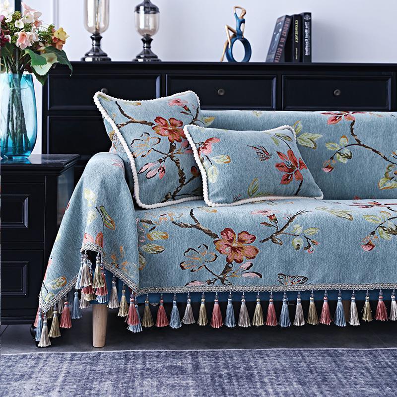 森美人欧式沙发坐垫贵妃12组合美式全盖沙发套盖布罩四季通用防滑家用