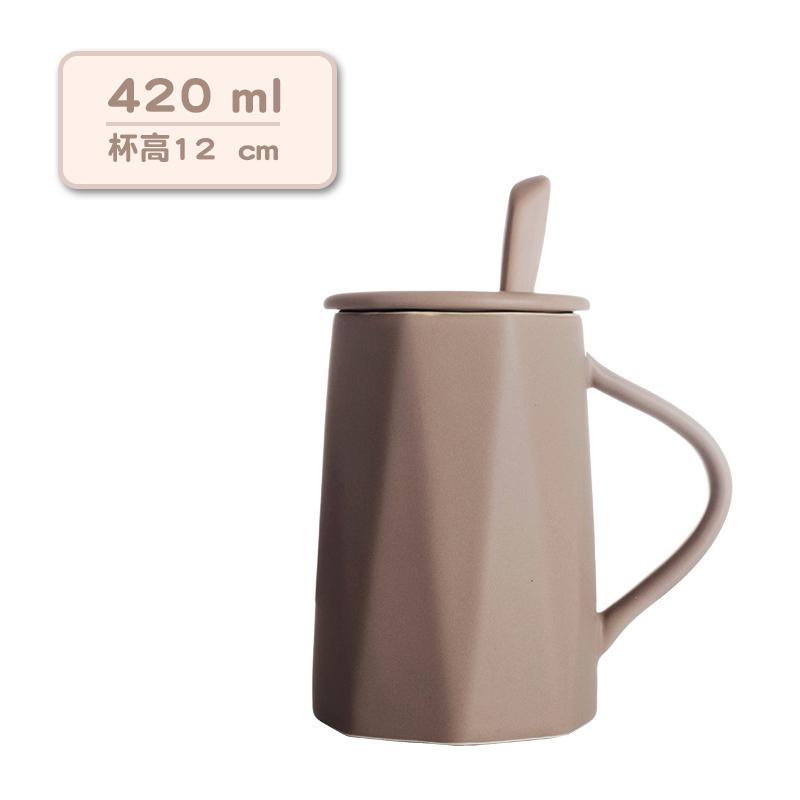 创意潮流陶瓷杯子马克杯ins北欧办公牛奶咖啡杯带盖带勺情侣水杯