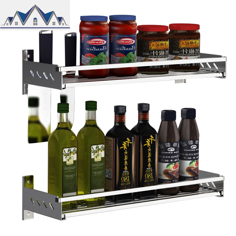 免打孔调料架子置物架304不锈钢厨房壁挂放作料调料盒置挂收纳架 三维工匠收纳盒高清大图