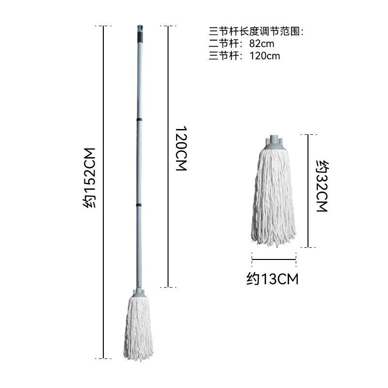 无纺布拖把套装[一杆两头] 吸水棉纱拖地拖把家用一拖净传统老式棉线墩布拖布耐用棉条洗地拖