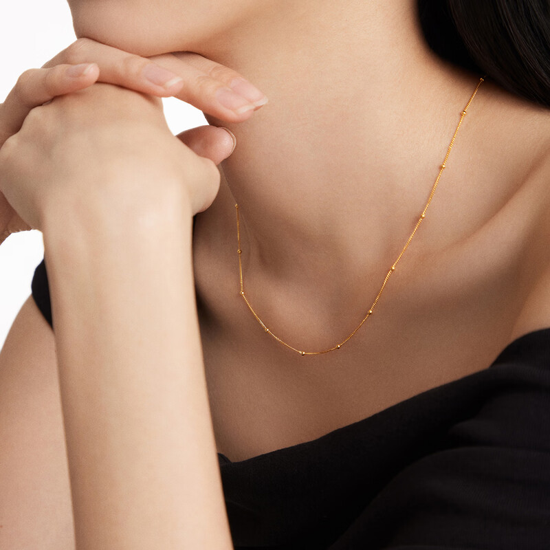 周大福小光珠满天星素链基础链毛衣链足金黄金项链计价(工费360元)EOF1627高清大图