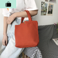 简约日式男女学生妈咪上班带饭盒便当午餐小号可爱帆布拎袋手提包NEWLAKE 砖红