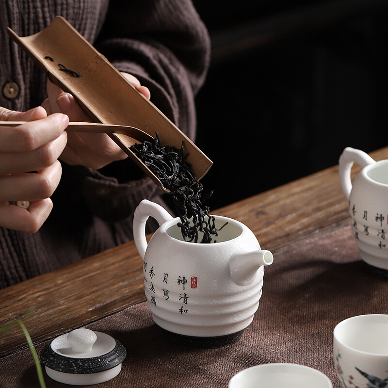 苏氏陶瓷(SUSHI CERAMICS) J0259 鸟语花香茶具套装(茶杯茶壶雪花器) 十件套 (单位:套)高清大图