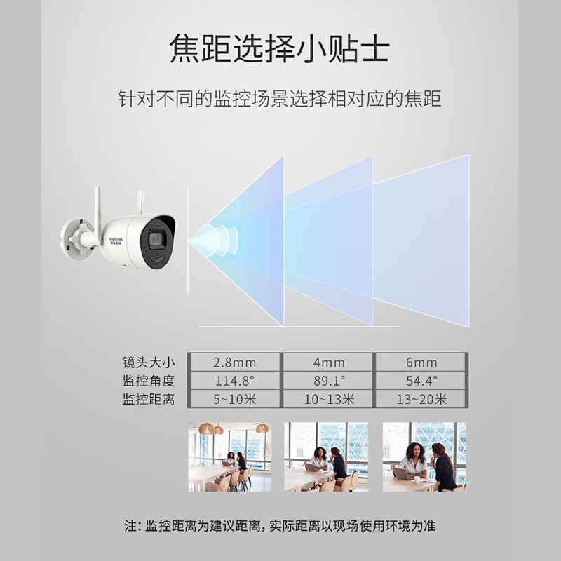 海康威视无线网络监控摄像头 拾音款双天线无线WIFI红外夜视 支持插卡室外防水手机远程监控 DS-IPC-E20H-IW