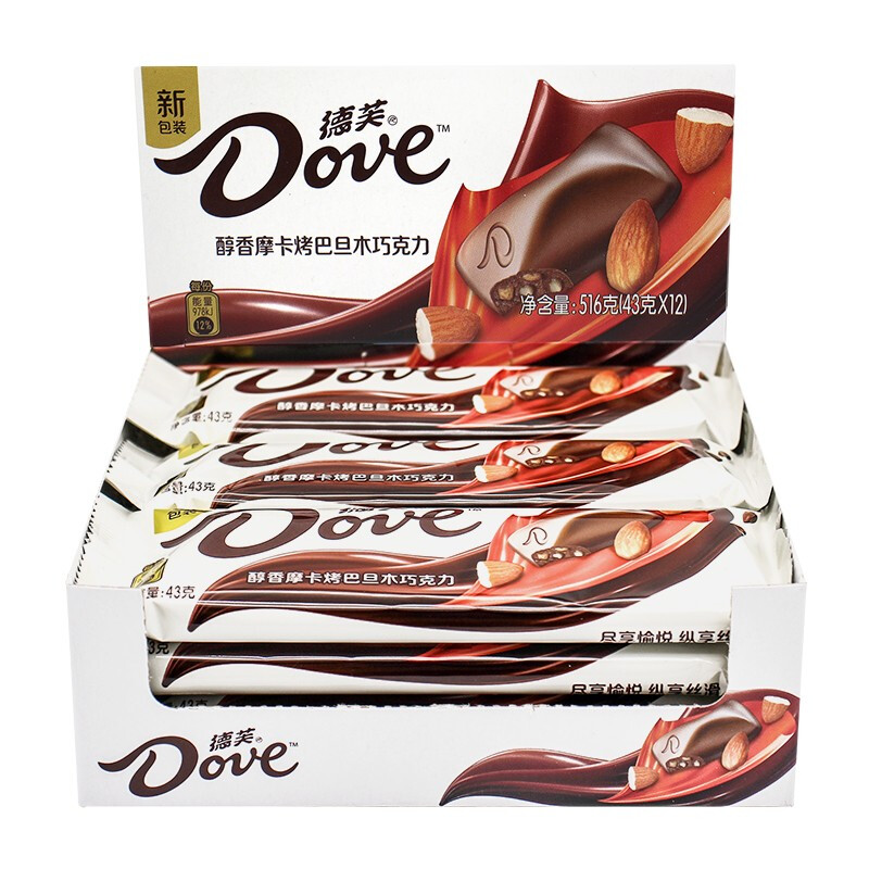德芙(DOVE)醇香摩卡烤巴旦木巧克力516g盒装(12条*43g)高清大图