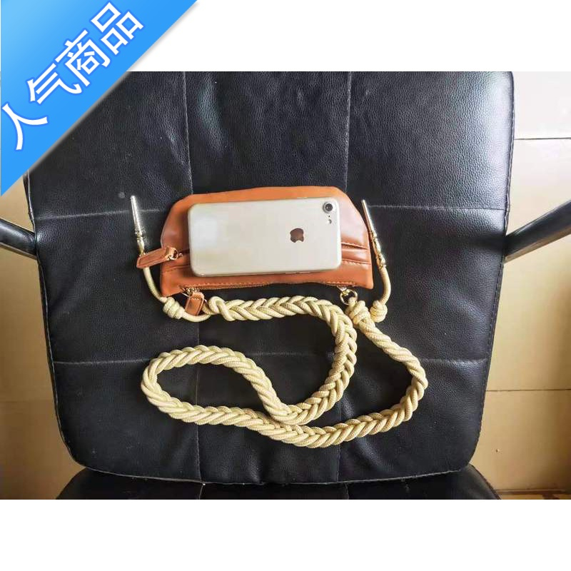 封后乌77小众设计感绳结编织肩带包酷帅弧形方包棕色PU包单肩斜跨胸包女斜挎包