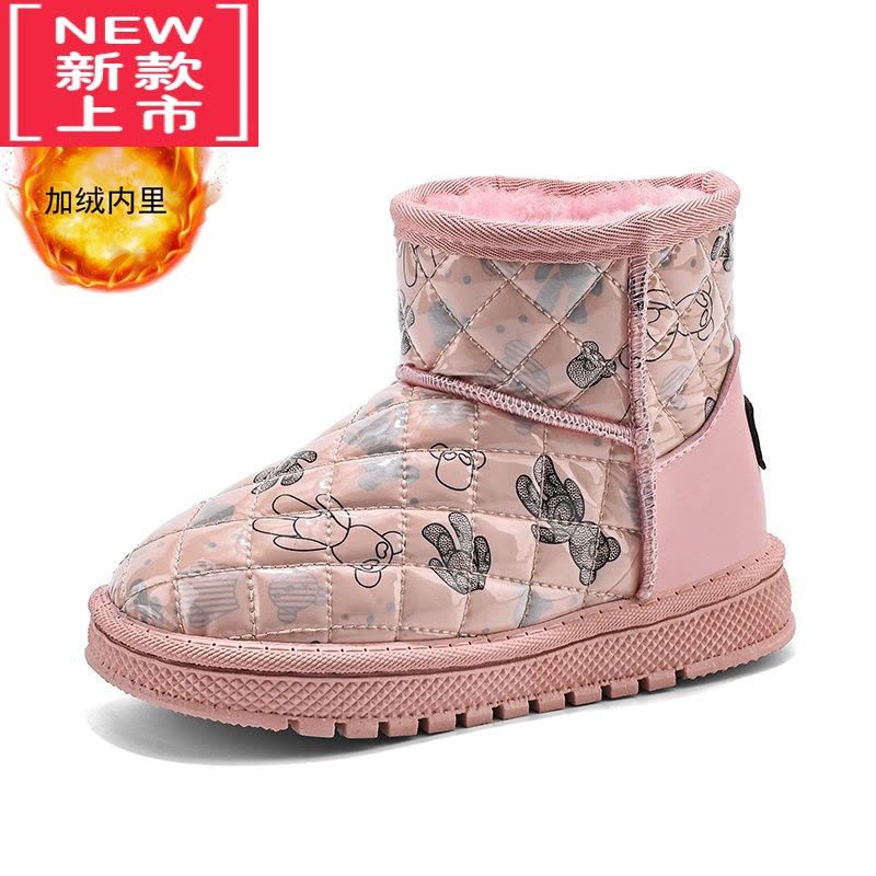 可莉允女童雪地靴女款冬季加绒加厚儿童靴子中大童防滑防水女孩东北棉鞋图片