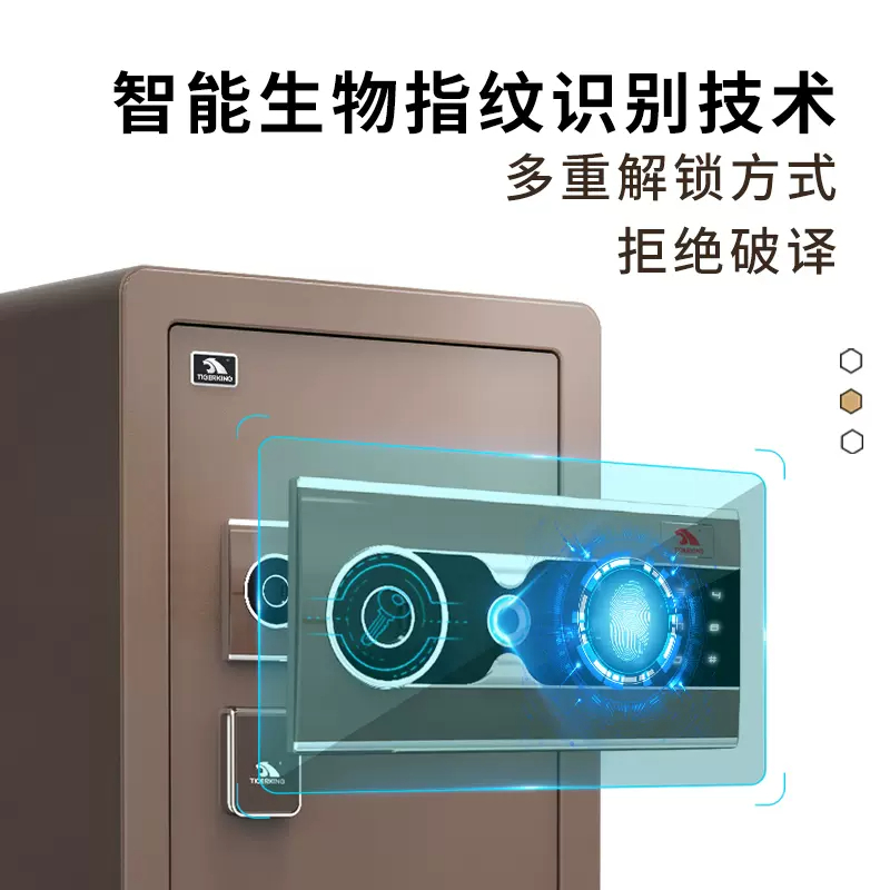 虎王保险箱啸虎63XZ家用防盗指纹保险箱办公室全钢保险柜小型隐形床头柜入墙入衣柜保管箱高清大图