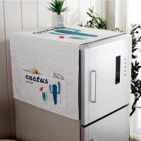 北欧风格滚筒洗衣机罩盖布单开双开冰箱盖巾防尘罩棉麻布艺 仙人掌 双开门冰箱盖巾（70*170cm）_246