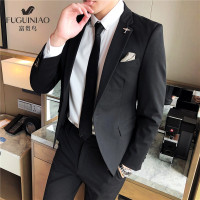 富贵鸟(FUGUINIAO)男装男士西服套装婚庆2019新品三件套装小西装修身西装套西青年简约商务休闲结婚礼服正装职业装