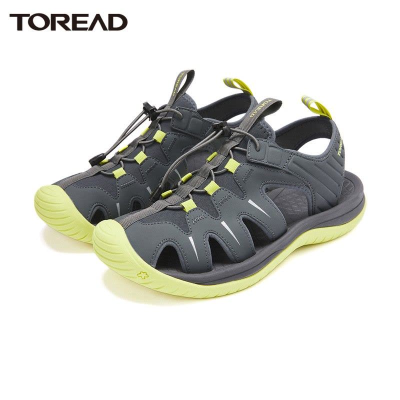 探路者沙滩鞋男士橡胶包头运动凉鞋护脚趾春夏季防滑洞洞鞋软底轻便防滑耐磨涉水休闲织带凉鞋图片
