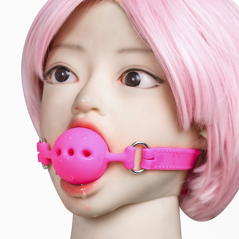 吉祥小炮漏口水三孔洞设计全硅胶口塞强制张嘴绑带咬
