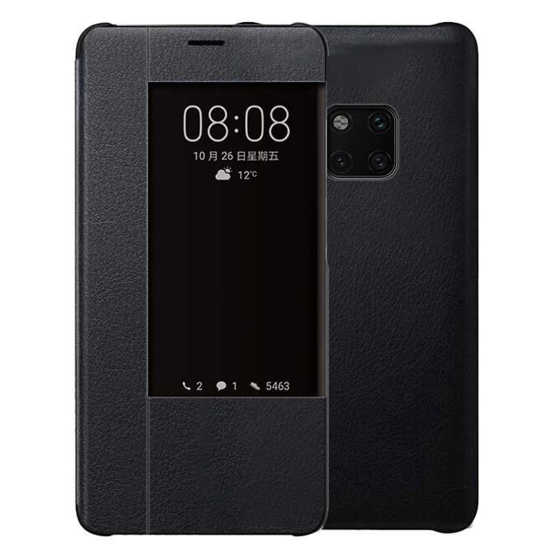 送钢化膜]溪特 华为mate20pro手机壳原装翻盖接听电话皮质保护套(6.39英寸)抗爆防摔商务视窗智能休眠皮套保护壳
