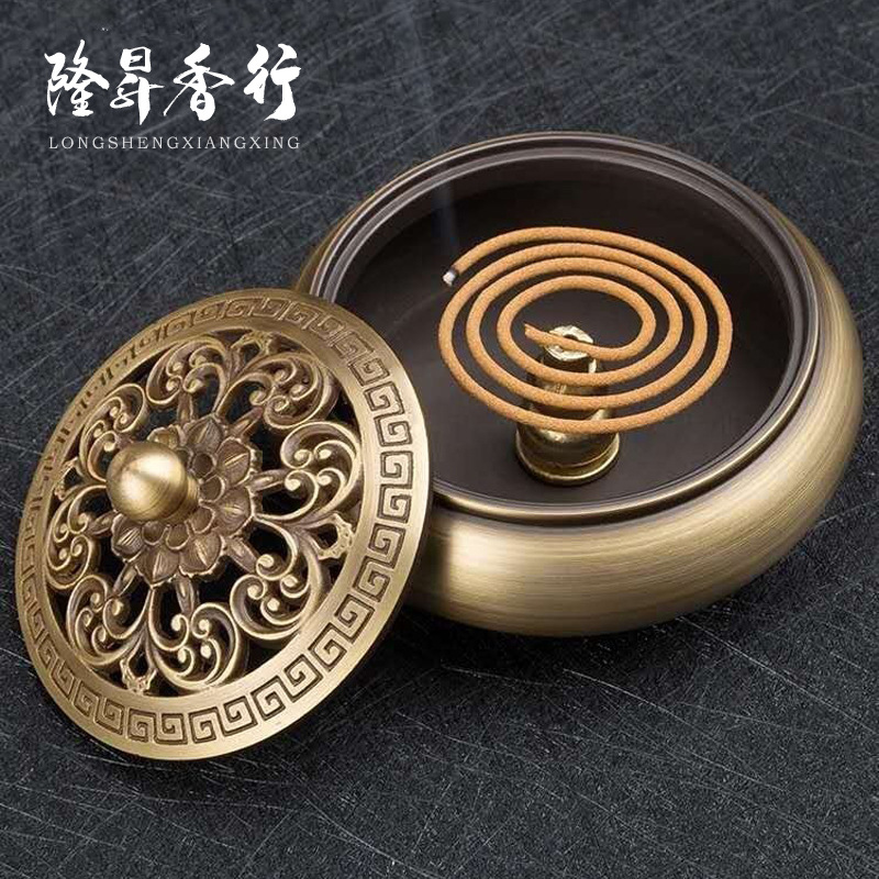铜香炉纯铜熏香炉家用香炉仿古莲花香薰炉 金莲宣德炉约230g (平底款)高清大图