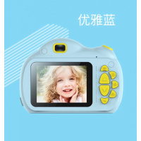 儿童相机2.4寸数码照相机双镜头mini小单反跨境新款玩具 蓝色+32g卡
