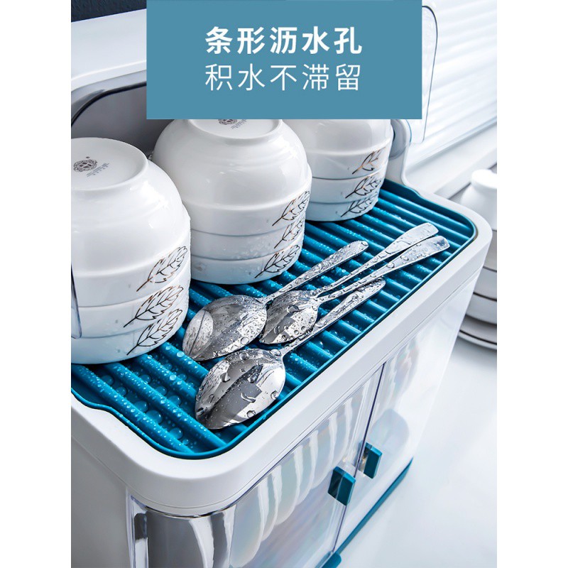碗筷收纳盒厨房碗架带盖放餐具装碗箱碟盘沥水置物架塑料碗柜家用收纳层架 三维工匠高清大图