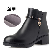 [牛皮真羊毛35-43]真皮女短靴坡跟大码女士靴中老年妈妈棉鞋雪地靴厚底女棉鞋女棉靴2021麦可斯.米娅秋冬(冬季)