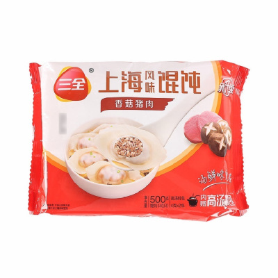三全上海风味香菇猪肉馄饨500g