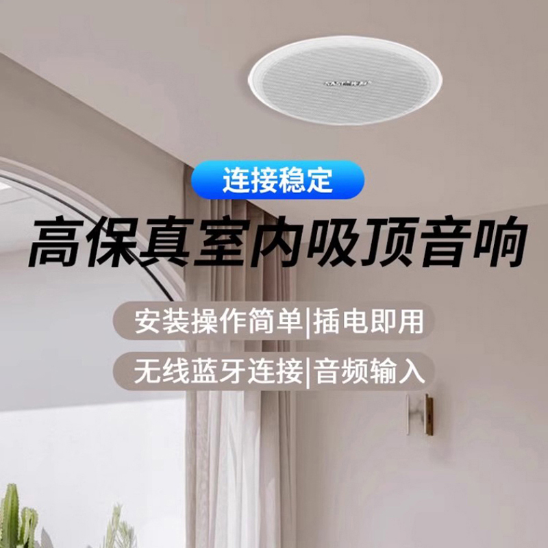 先科(SAST)无线发射音响 RR808+D7 一拖二带2个6.5英寸无线吸顶音响无需布线即插即用吊顶嵌入式吸顶喇叭音箱高清大图