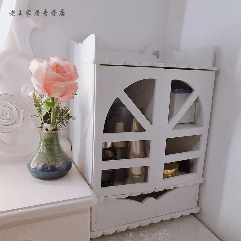 化妆品收纳盒收纳架防尘收纳柜首饰抽屉式梳妆台置物架桌面储物盒创意粉色开M101粉