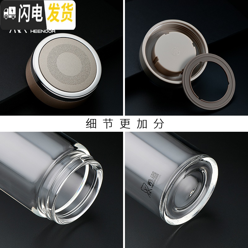 三维工匠单层加厚玻璃杯商务轻奢个性杯子男女带盖泡茶简约水杯_117高清大图