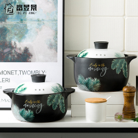 富昱景 陶瓷耐热砂锅炖锅 家用健康煲 煲汤养生煲 明火家用燃气汤锅3.5L热带风情