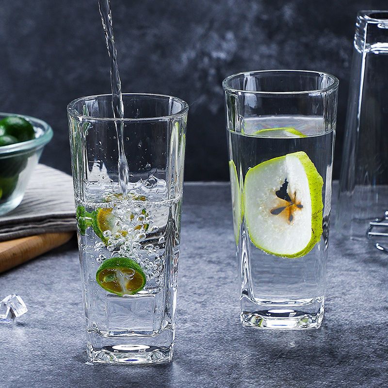 高款四方杯[6只]|玻璃水杯子家用啤酒杯无色透明喝水杯耐热防爆