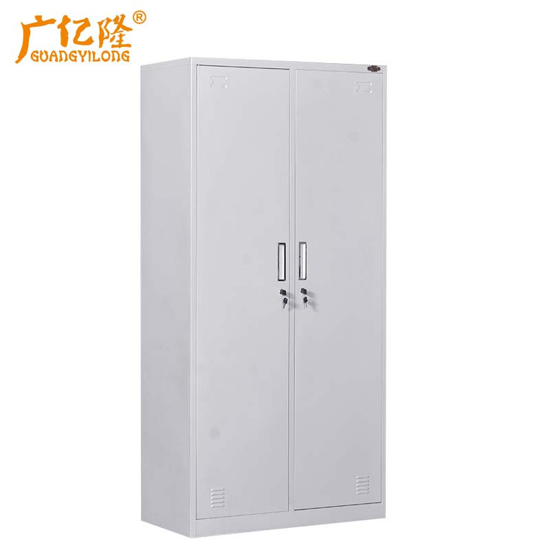 广亿隆钢制碗柜储物柜铁皮更衣柜带锁存放柜两门