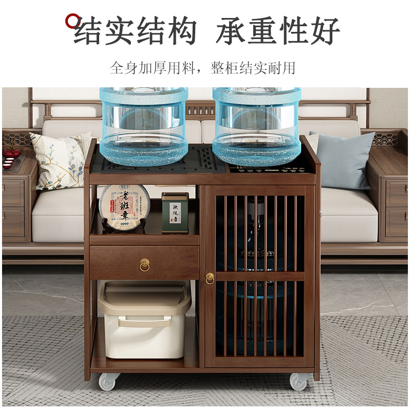 移动茶台茶车家用茶水柜实木小茶桌带轮茶几功夫茶具套装烧水一体
