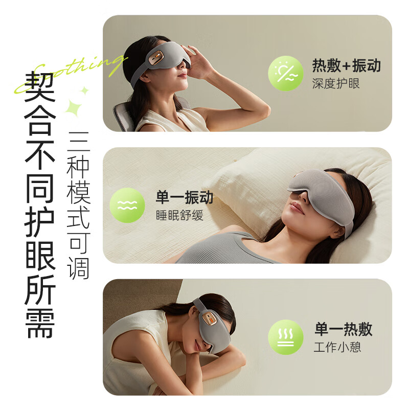 小熊(Bear)眼部按摩仪 护眼仪热敷发热眼罩眼部按摩器睡眠神器送父母男女生情人节礼物实用AMQ-F05N5高清大图