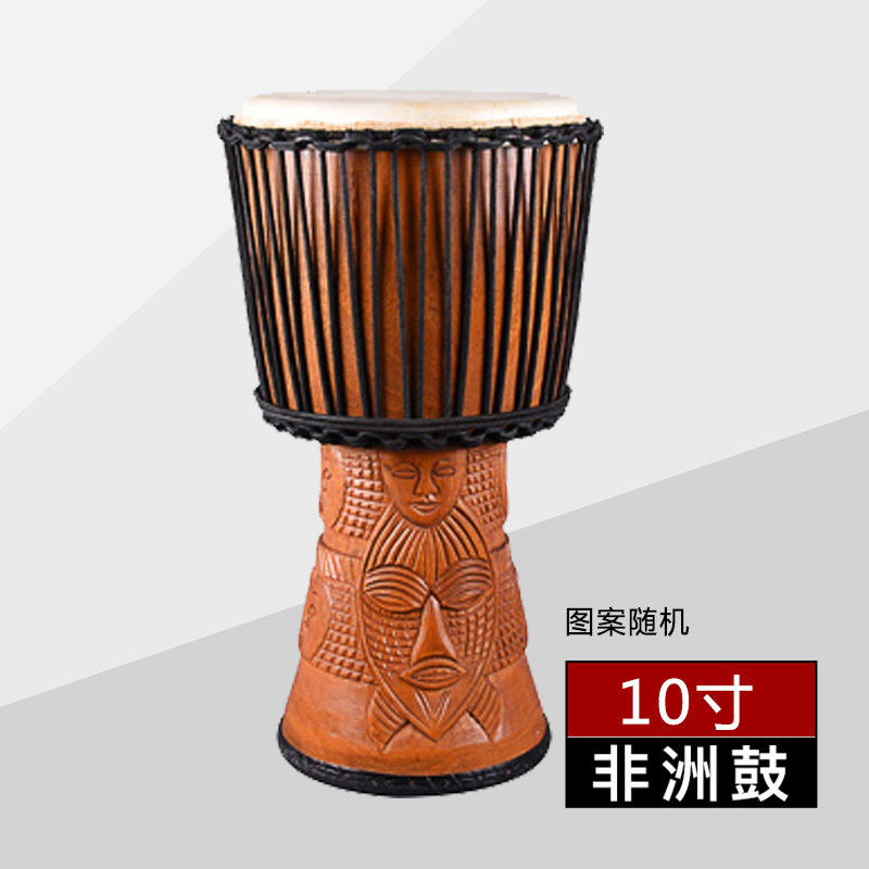 圣思诺 非洲鼓手 印尼手鼓 手工雕刻 印尼进口整木掏空10寸 Africa 黑绳
