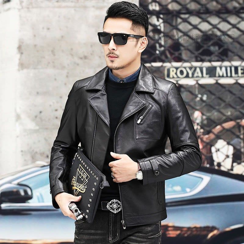 海宁男士真皮皮衣短款头层牛皮真皮夹克男西装领商务外套春秋季图片