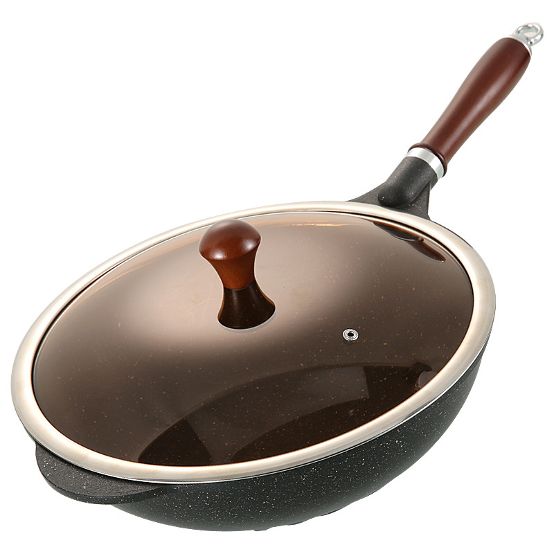 帝王炒锅 网红麦饭石炒锅可铁铲不粘锅汤锅多功能炒菜锅双用电磁炉