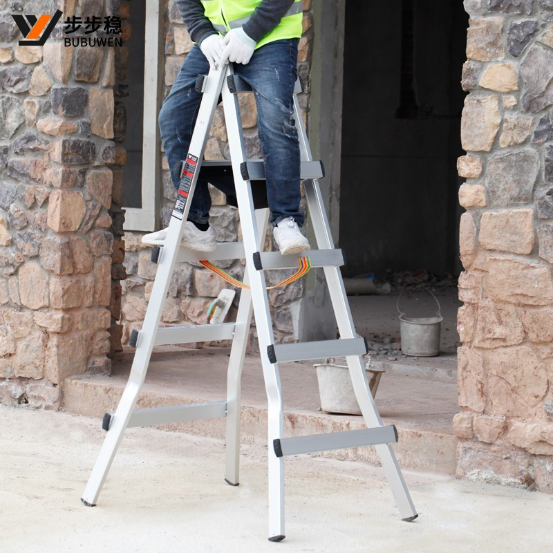 步步稳铝合金人字梯木工行走梯子装修楼梯吊顶伸缩铝梯移动工程梯15米