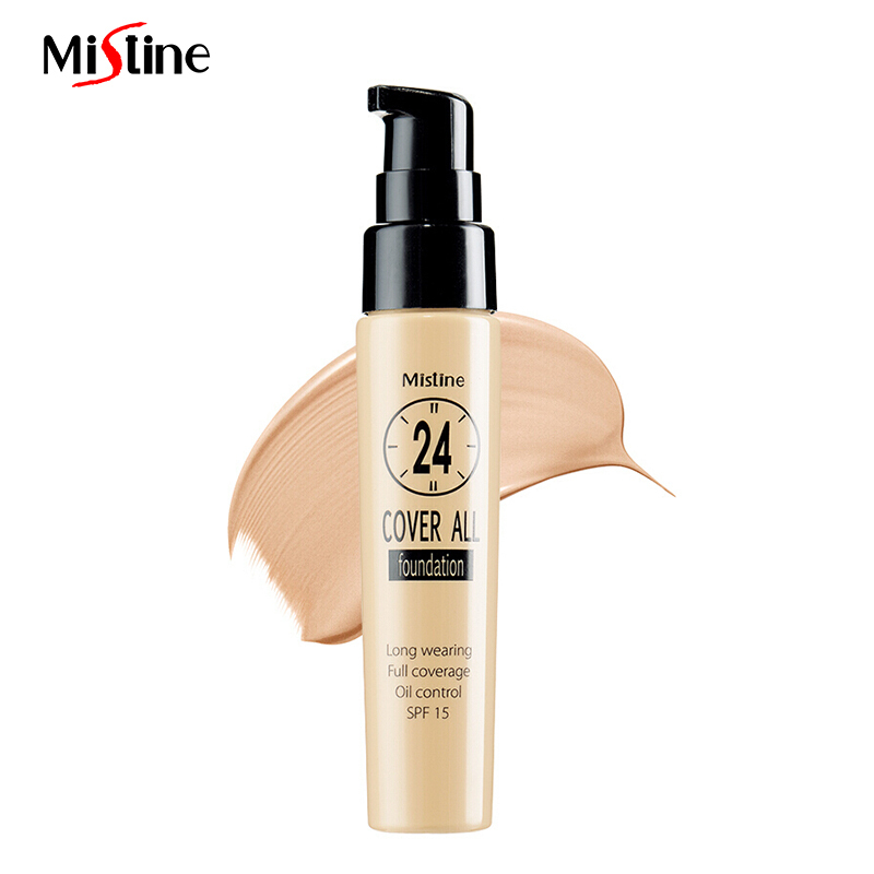 Mistine/蜜丝婷24小时粉底液粉霜遮瑕保湿持久控油奶油肌N02粉调象牙白 25g