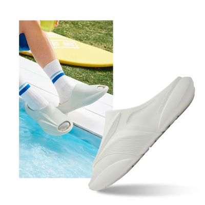 361°飞飚拖鞋男夏季新款户外休闲软底凉拖男女同款居家情侣潮拖男 羽毛白 45码