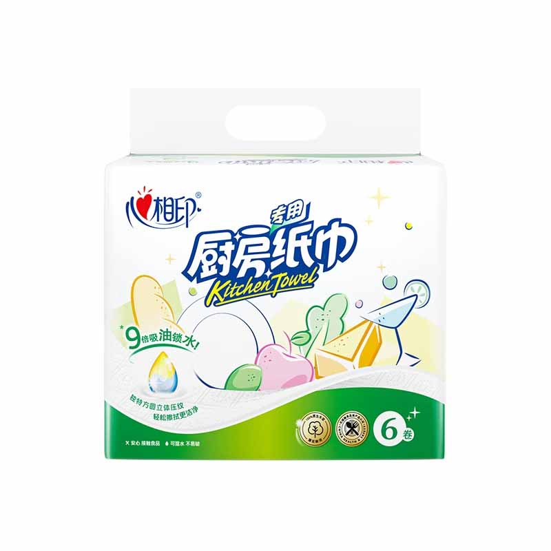 心相印厨房用纸吸油厨房纸巾加大加厚食品可接触级70节*6卷KT706