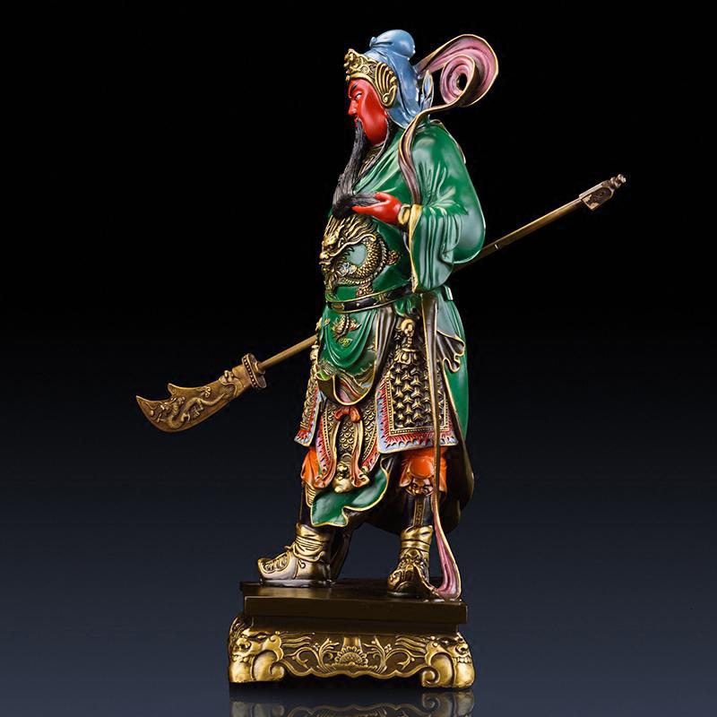 家柏饰(CORATED)关公摆件 护法关公神像珈蓝菩萨伽蓝神关帝寺神飘带关公高清大图