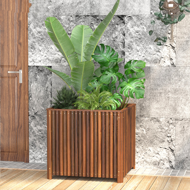 户外花盆防腐木花箱加厚方形大花盆大号特大号实木庭院种树种植箱