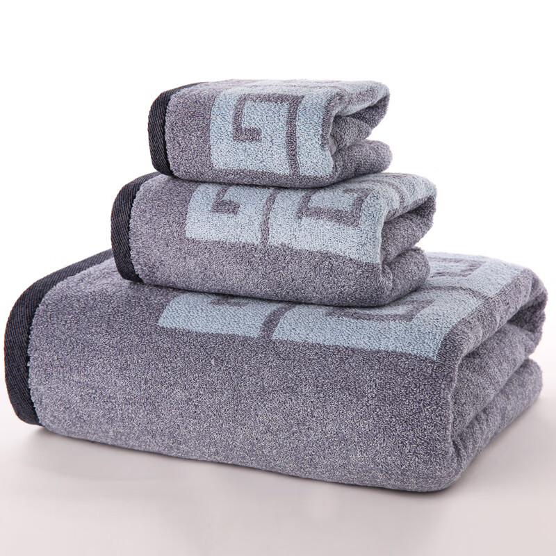 金号 纯棉毛巾浴巾礼盒 加厚浴巾套装 毛巾*1 浴巾*1 方巾*1 礼盒装(灰)高清大图