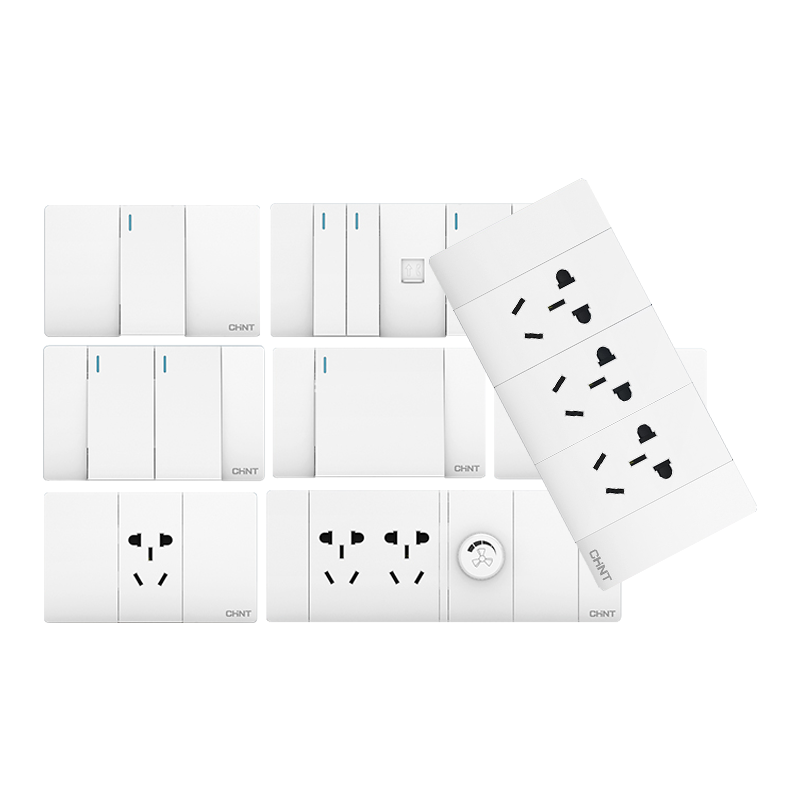 官方正品正泰118型开关插座五孔六孔9九孔12孔墙壁多孔面板白色