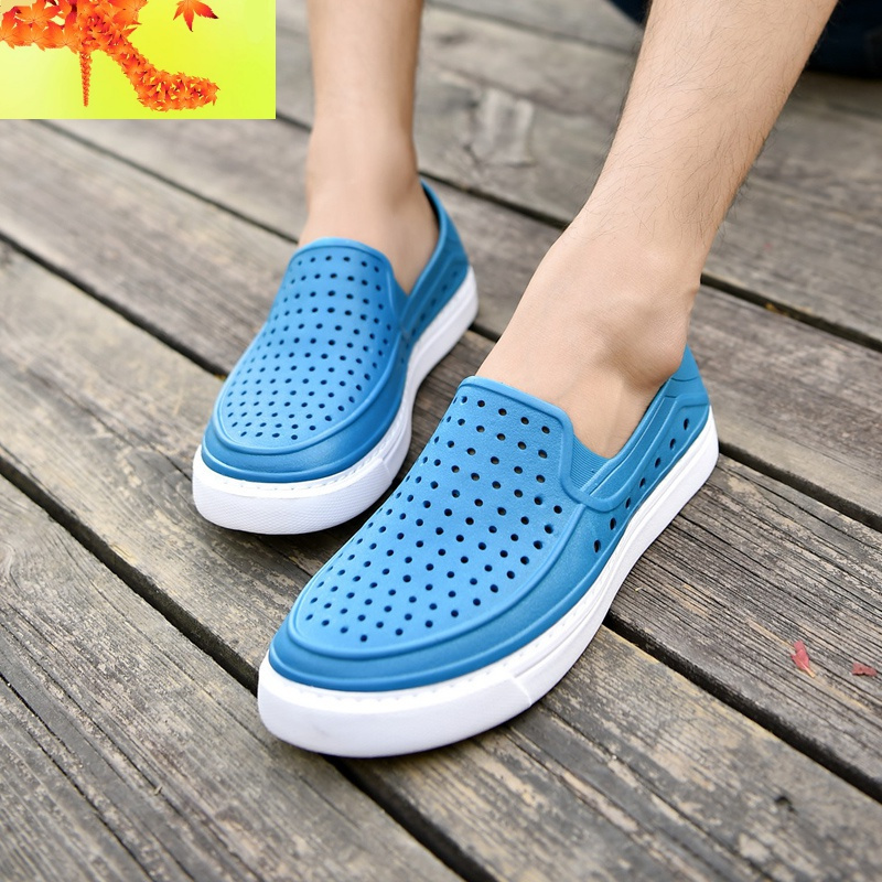 夏季包脚趾塑料洞洞鞋男士成人网眼凉鞋全包透气窟窿鞋镂空沙滩鞋简畅
