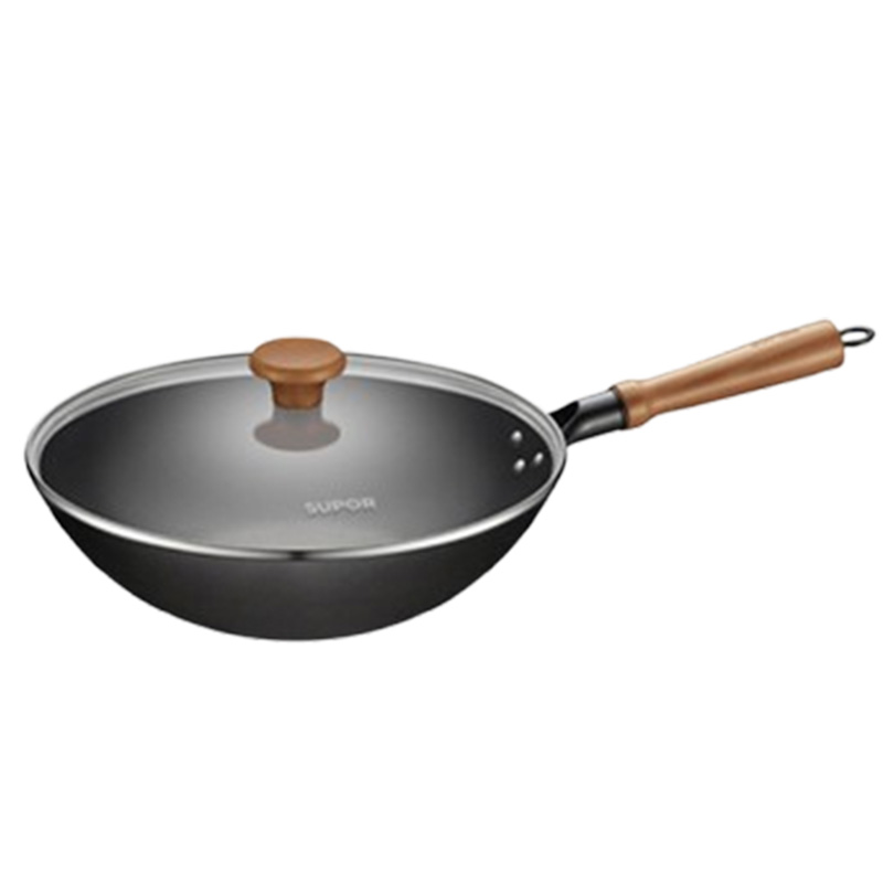 苏泊尔炒锅30cm铸铁圆底铁锅不锈无涂层耐用锅EC30DZA01