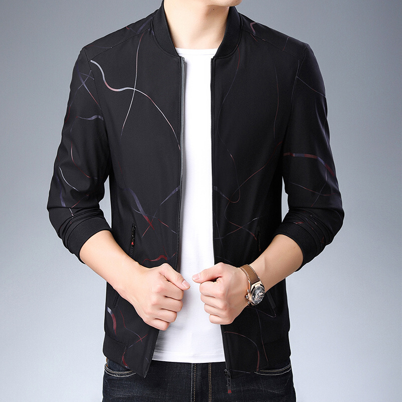 梵克公牛夹克中年男士高档 2020时尚春新款男式商务休闲休闲男装外套